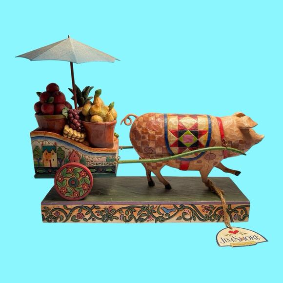 Jim Shore This Little Piggy Went To Market Pig Fruit Cart Heartwood Creek Enesco - Picture 3 of 16